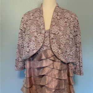 R&M Richards Mauve Lace Tiered‎ Midi Dress